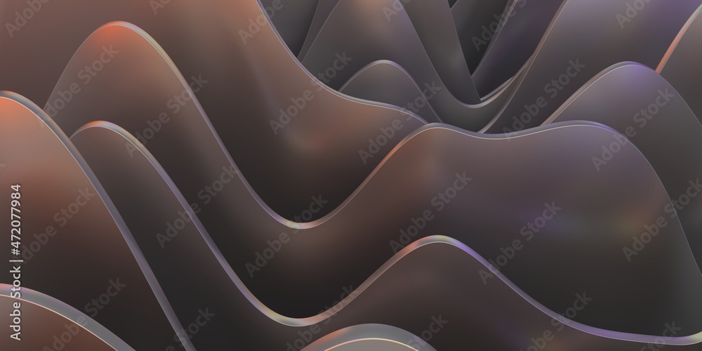 layers, metallic waves with rainbow color reflections rgb rough metal background colorful realistic 3d render 
