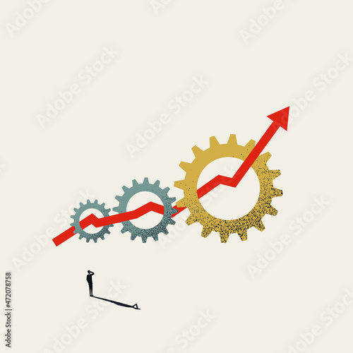 Business optimization, process automation vector concept. Symbol of growth, success, saving money, time. Minimal design