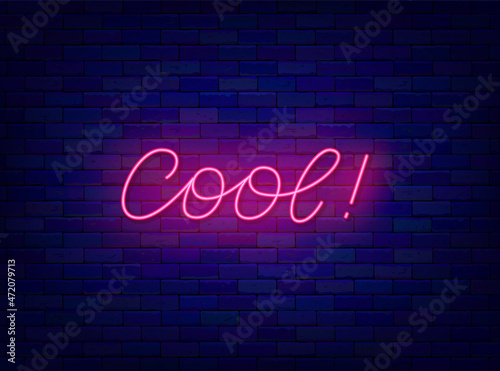 Cool neon lettering. Inspiration phrase. Light calligraphy. Glowing quote. Editable stroke. Vector stock illustration