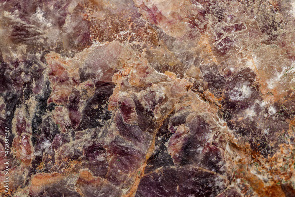 Macro stone mineral Fluorite on a black background Macro stone mineral Fluorite on a black background