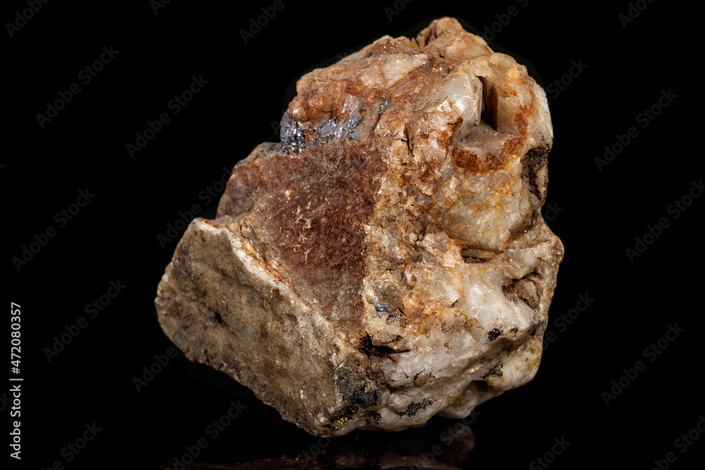 Macro of a mineral stone Boulangerite on a black background Macro of a mineral stone Boulangerite on a black background