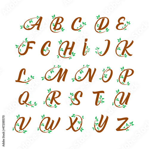 Tree alphabet concept design. Letters from A to Z