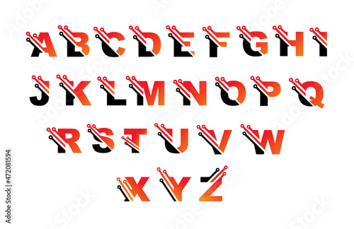 Circuit technology alphabet concept design