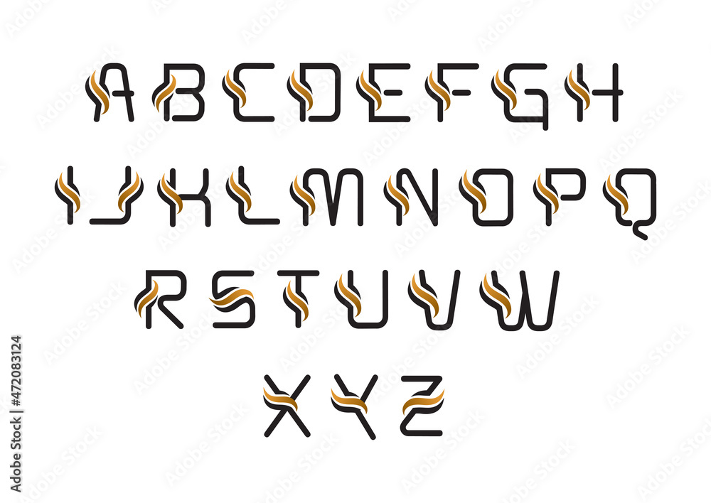 wing line alphabet concept design