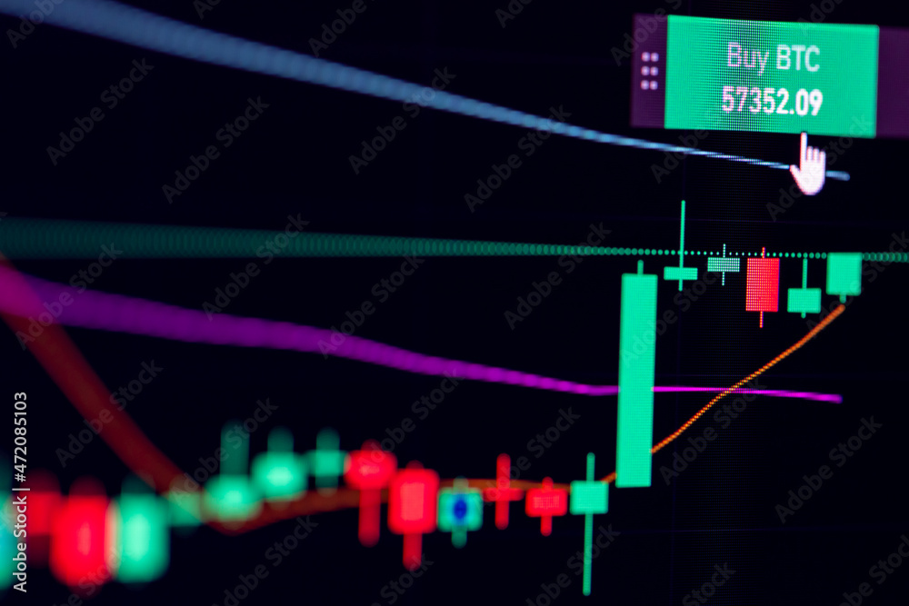 Bictoin Stock Market Candlestick Chart. Buy or Sell Cryptocurrency Bitcoin. Pc display closeup, macro picture. Bictoin Stock Market Candlestick Chart. Buy or Sell Cryptocurrency Bitcoin. Pc display closeup, macro picture.