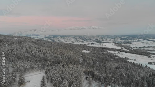 Winter mountain landscape at sunrise  photo