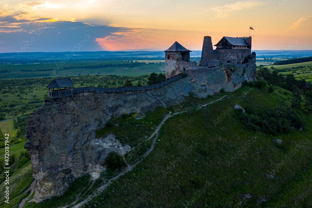 Aerial photo of castle of Boldogko, famous landmark and tourist attraction of Hungary, Europe.