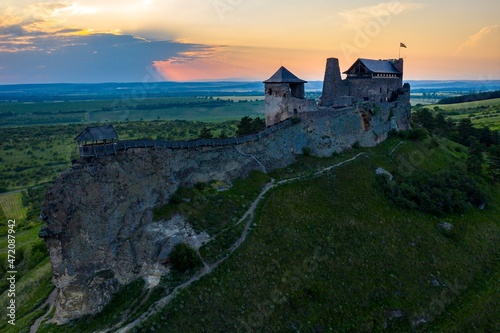 Aerial photo of castle of Boldogko  famous landmark and tourist attraction of Hungary  Europe.