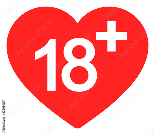 18 plus love vector illustration on a white background. An isolated flat icon illustration of 18 plus love.