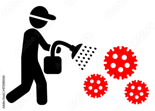 Virus disinfection worker vector icon on a white background. An isolated flat icon illustration of virus disinfection worker.