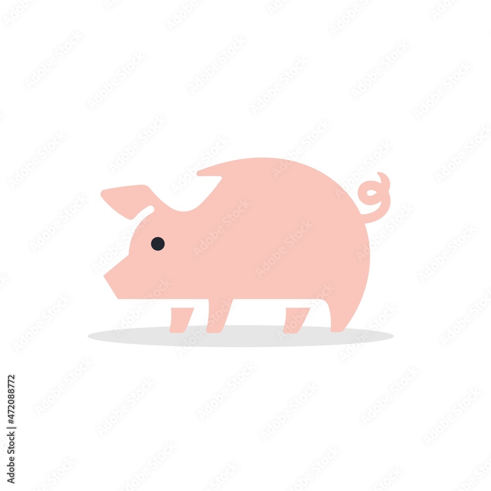 Simple pink pig clip art vector design. Pink piggy mascot swine logo icon design illustration Simple pink pig clip art vector design. Pink piggy mascot swine logo icon design illustration