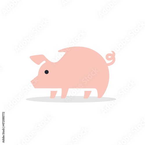 Simple pink pig clip art vector design. Pink piggy mascot swine logo icon design illustration