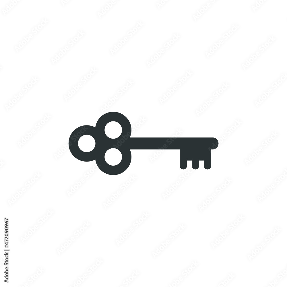 Vector sign of the Key symbol is isolated on a white background. Key icon color editable.
