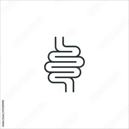 Vector sign of the Intestine symbol is isolated on a white background. Intestine icon color editable.