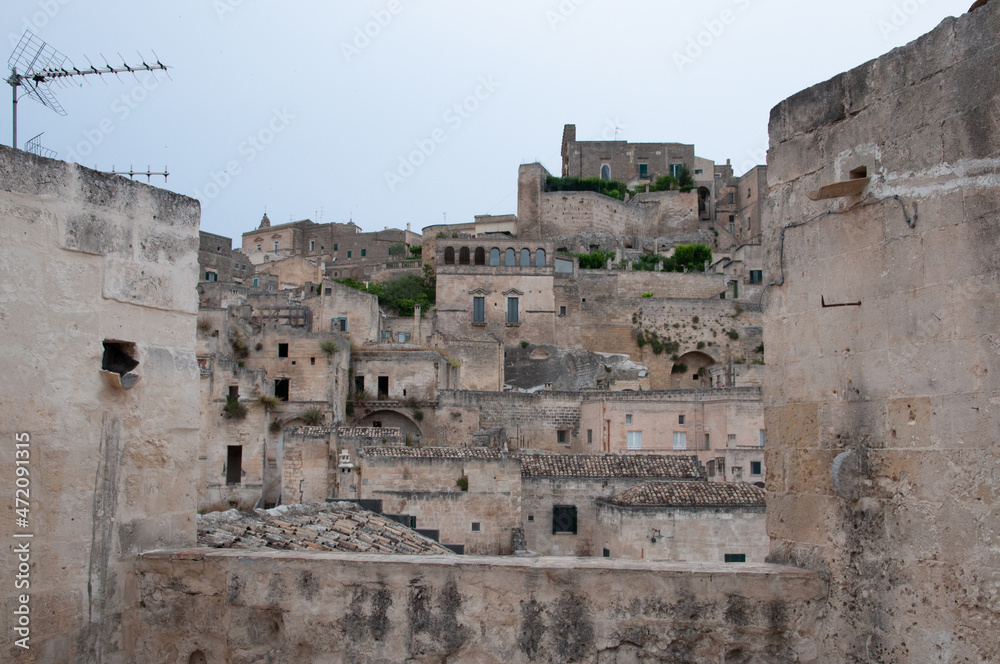 Fototapeta premium Italy, july 2017, view of the city of matera, known all over the world for the historic Sassi
