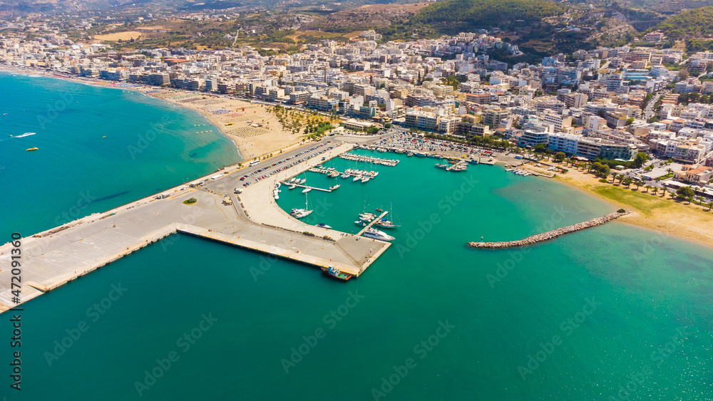 Old venetian harbor in Rethymno, Crete, Greece