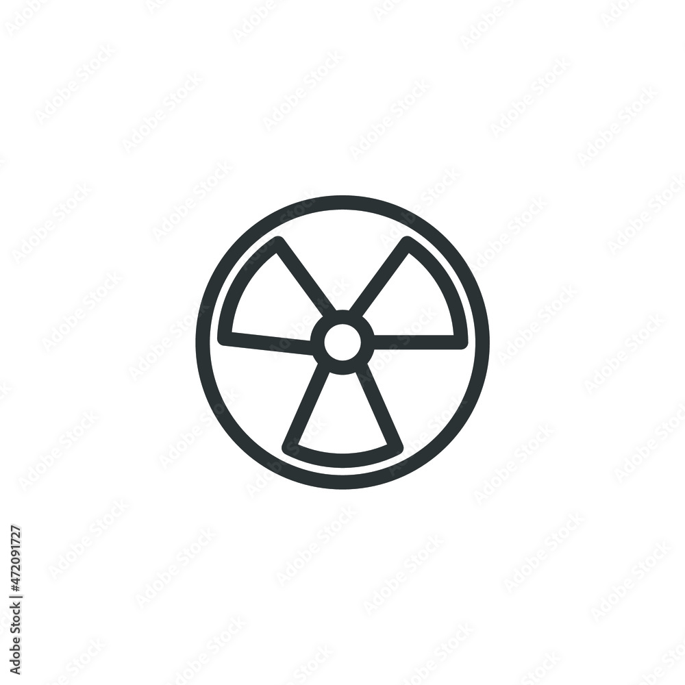 Vector sign of the Radiation symbol is isolated on a white background. Radiation icon color editable. Vector sign of the Radiation symbol is isolated on a white background. Radiation icon color editable.