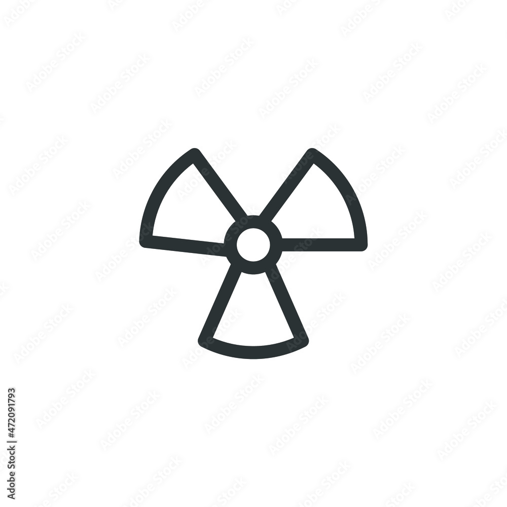 Vector sign of the Radiation symbol is isolated on a white background. Radiation icon color editable. Vector sign of the Radiation symbol is isolated on a white background. Radiation icon color editable.