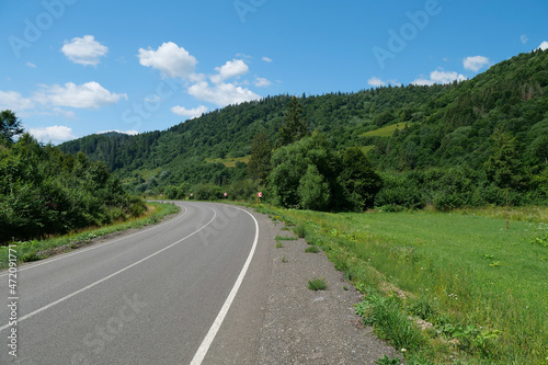 Highway in beautiful Carpathian Mountains, Ukraine