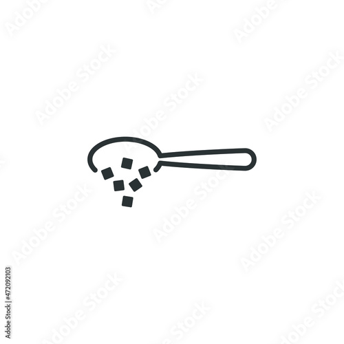 Vector sign of the Spoon with sugar symbol is isolated on a white background. Spoon with sugar icon color editable.