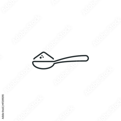Vector sign of the Spoon with sugar symbol is isolated on a white background. Spoon with sugar icon color editable.