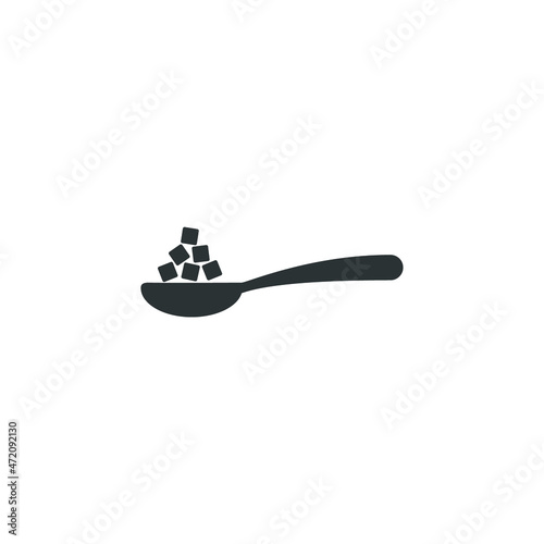 Vector sign of the Spoon with sugar symbol is isolated on a white background. Spoon with sugar icon color editable.