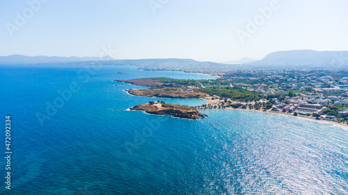 Amazing aerial view of island on Crete, Greece.