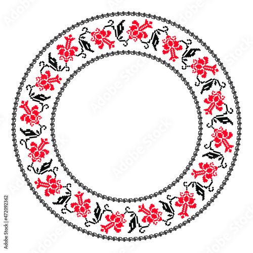 Traditional romanian frame floral embroidery motif