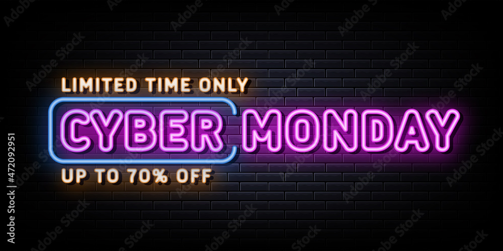 cyber monday neon sign. neon style