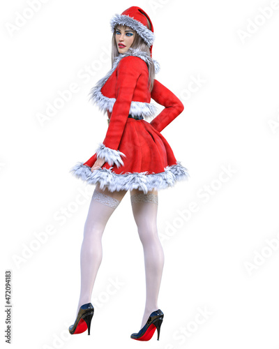 Young beautiful Santa girl.