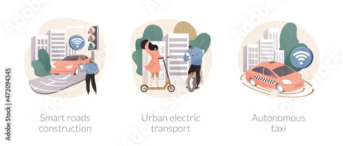 IoT city transport abstract concept vector illustrations.