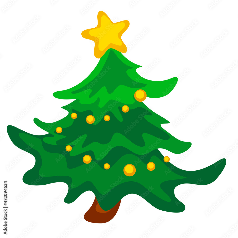 Christmas tree with decorations and star Christmas tree with decorations and star