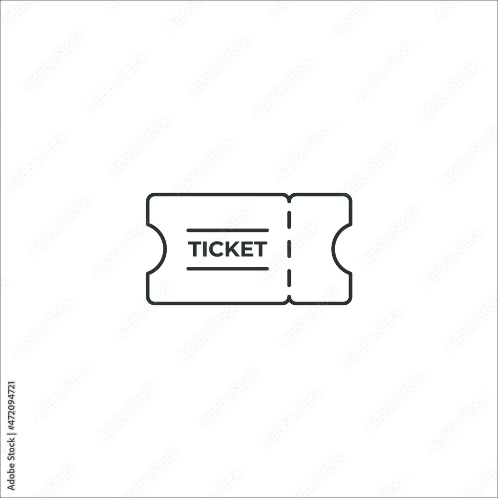 Vector sign of the Ticket symbol is isolated on a white background. Ticket icon color editable.