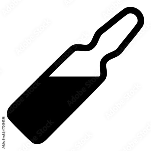 Full ampoule vector icon on a white background. An isolated flat icon illustration of full ampoule.