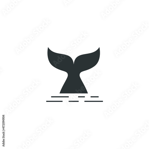 Vector sign of the whale tail symbol is isolated on a white background. whale tail icon color editable.