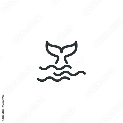 Vector sign of the whale tail symbol is isolated on a white background. whale tail icon color editable.