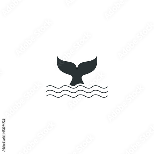 Vector sign of the whale tail symbol is isolated on a white background. whale tail icon color editable.