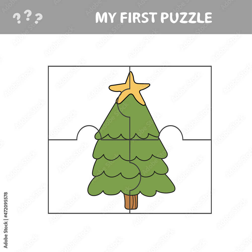 JIgsaw Puzzle Pieces Christmas Tree Design. My first puzzle game
