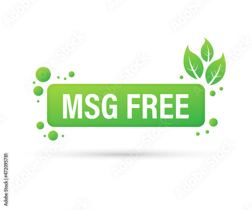 Msg free. Glutamate no added food package icon. Monosodium glutamate. Vector stock illustration