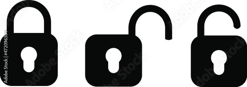 Three locks on a white background.  Vector illustration.