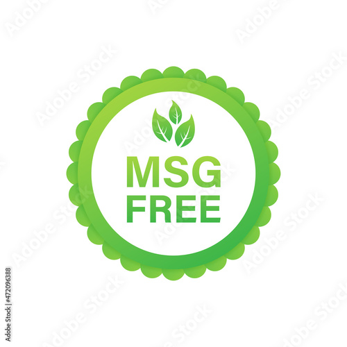 Msg free. Glutamate no added food package icon. Monosodium glutamate. Vector stock illustration