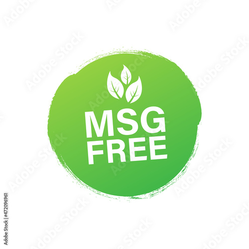Msg free. Glutamate no added food package icon. Monosodium glutamate. Vector stock illustration
