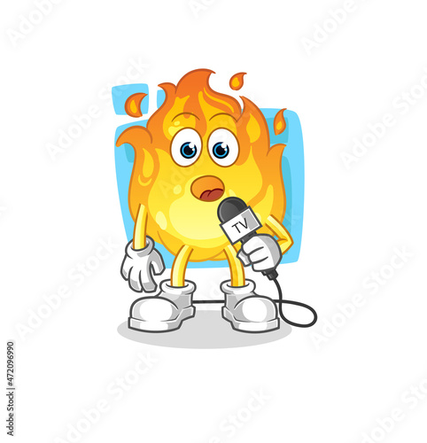 fire tv reporter cartoon. cartoon mascot vector