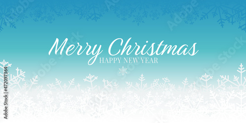 Merry christmas banner and happy new year. Abstract background pattern white and blue snowflakes. Design elements for backdrop, wallpaper, wall, card, cover, poster. Vector illustration.