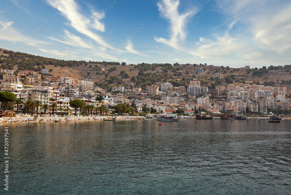 Ships in harbour of Saranda. Albania