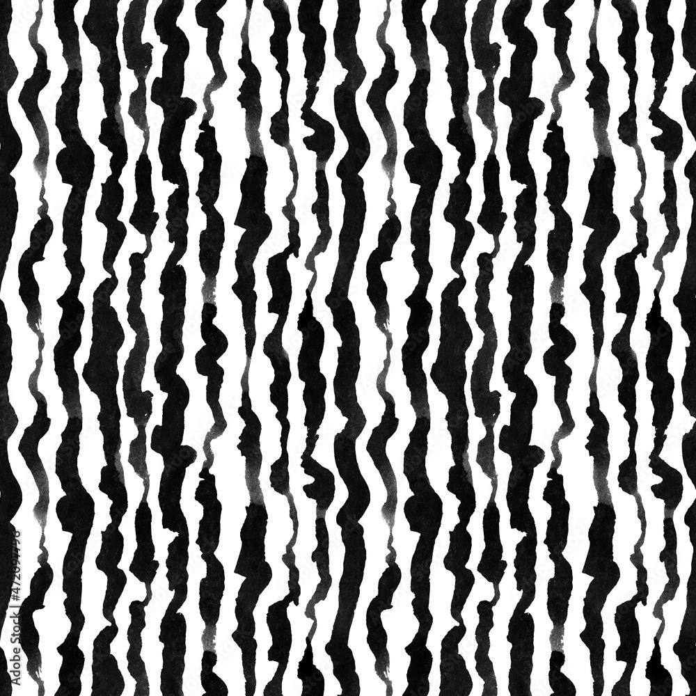 Black ink stripes on white. Seamless hand-drawn pattern Black ink stripes on white. Seamless hand-drawn pattern