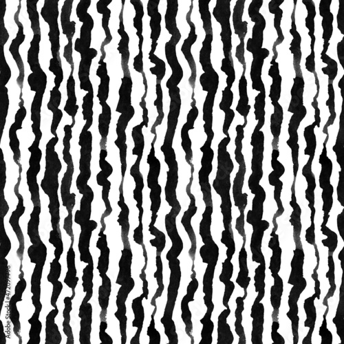 Black ink stripes on white. Seamless hand-drawn pattern
