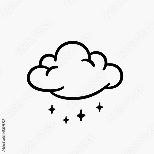 Comic clouds, cartoon vector clouds in line style isolated on light background.