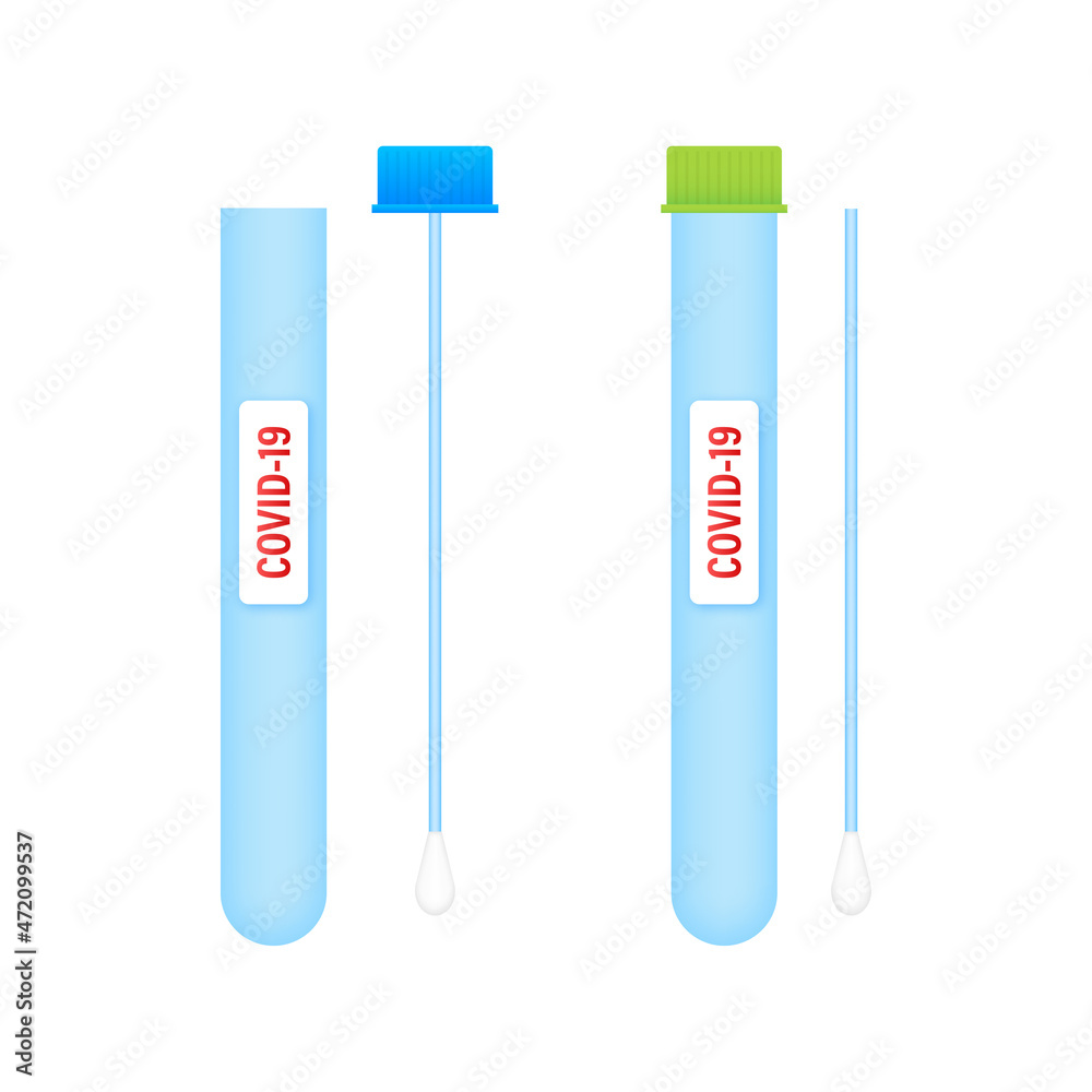 Corona virus covid 19 tube test medical laboratory. Tested positive and negative. Vector stock illustration. Corona virus covid 19 tube test medical laboratory. Tested positive and negative. Vector stock illustration.