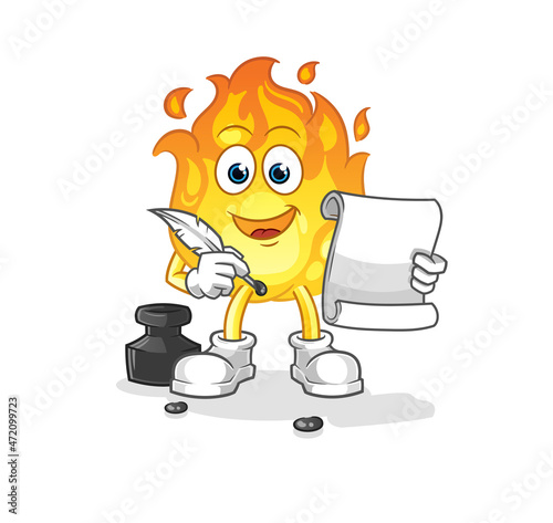 fire writer vector. cartoon character